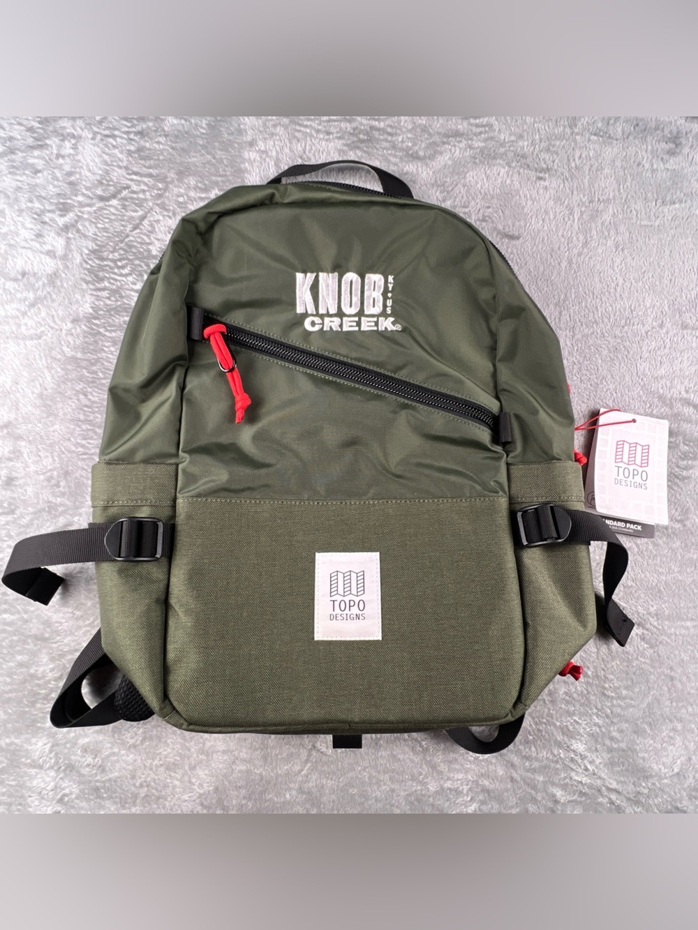 Topo Designs Standard Pack Backpack Olive Green Knob Creek Logo Laptop 22L NWT